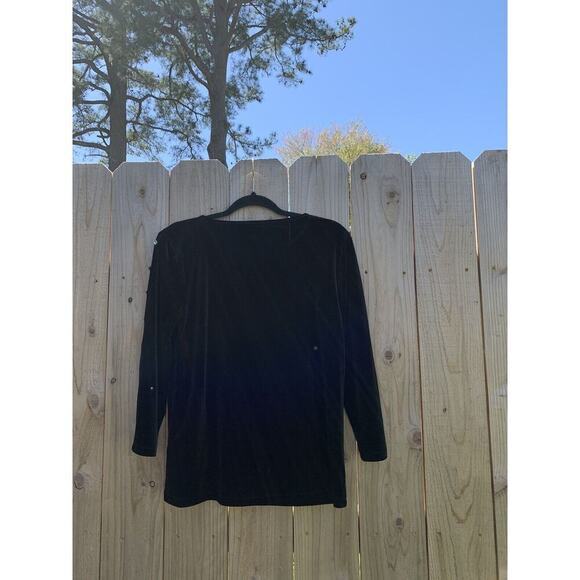 Cable & Gauge Sz Medium Velvet Slit Sleeve Pullover black diamond goth cute - Picture 7 of 8